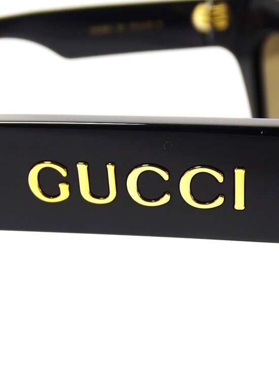 GUCCI GG 1294S 002 Shiny Black Frame Gold Mirror Lens 57-14-130 Sunglasses main image 5